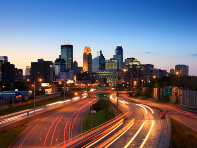 downtown Minneapolis and Highway 35W