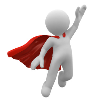 3d super hero with red cape